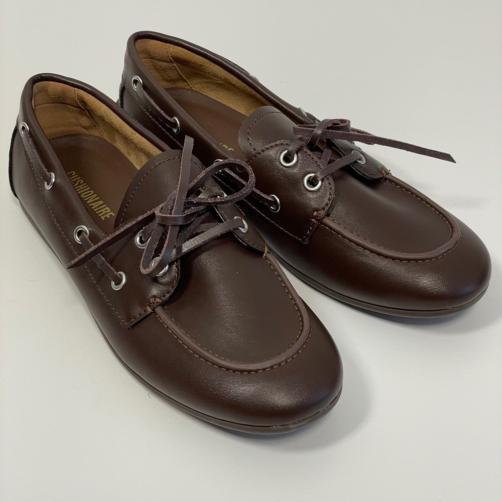 Nwob‎ Cushionaire Womens Brown Faux Leather Boat Shoes Moccasins Loafers Size 8